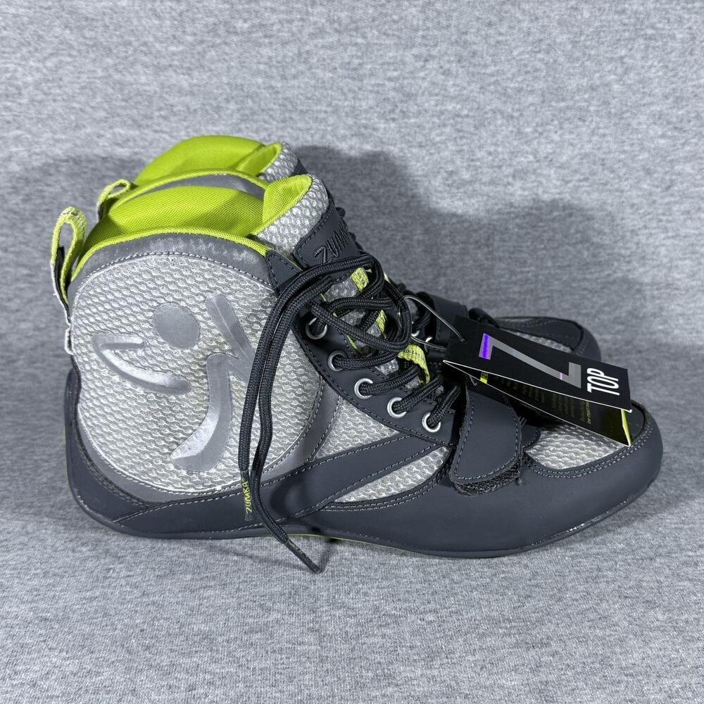 Zumba Fitness ZTop High Top Dance Shoes Women’s 9 Gunmetal Gray Neon NWT Rare